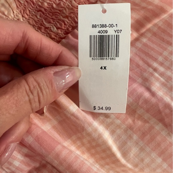 Old Navy NWT High-Waisted Cropped Smocked Pink Plaid Pajama Pants 4x - Picture 4 of 7